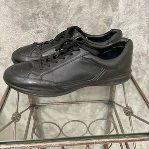 Ecco Shoes Casual Sneakers Men Sz. 46/US sz. 13 Black Leather Lace Up Oxfords